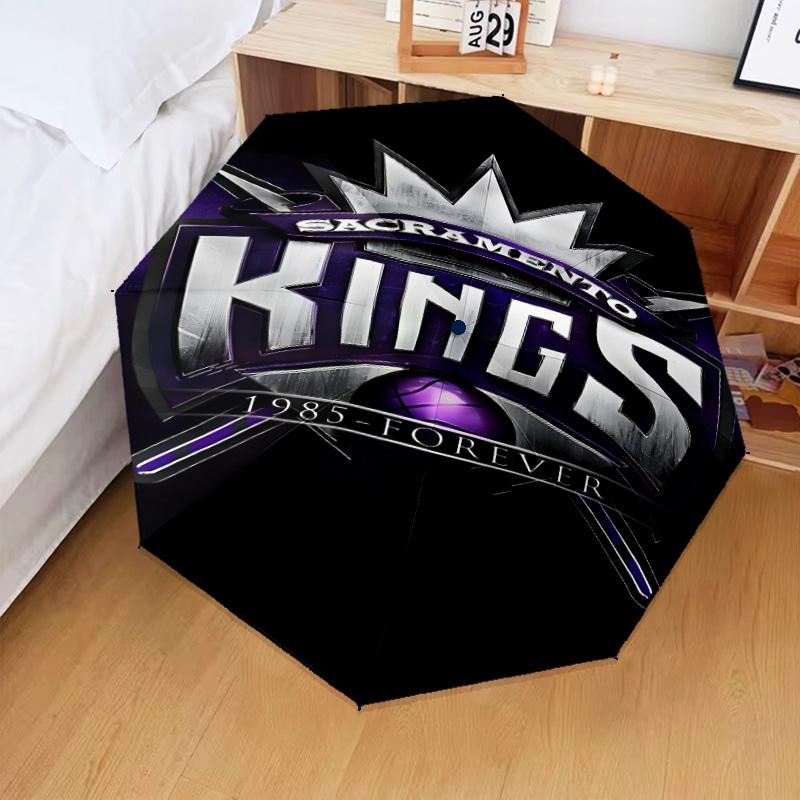 Kings Basketball Team Logo Umbrella Folding umbrella, automatic umbrella 8-Frame for Travel, camping Use Gift for Halloween Christmas