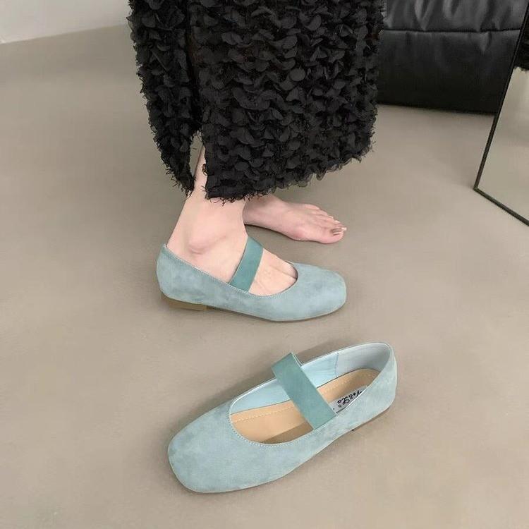 2025 Four Seasons New Fashion Versatile Flat Bottom Square Head Mary Jane Single Shoes Women's Shoes Soft Sole Versatile Doudou Shoes