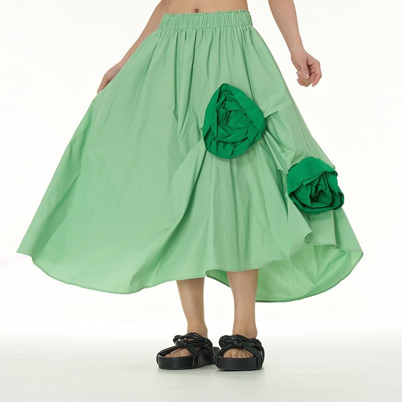 High Waist Spring Summer Casual Loose Long Woman Skirt