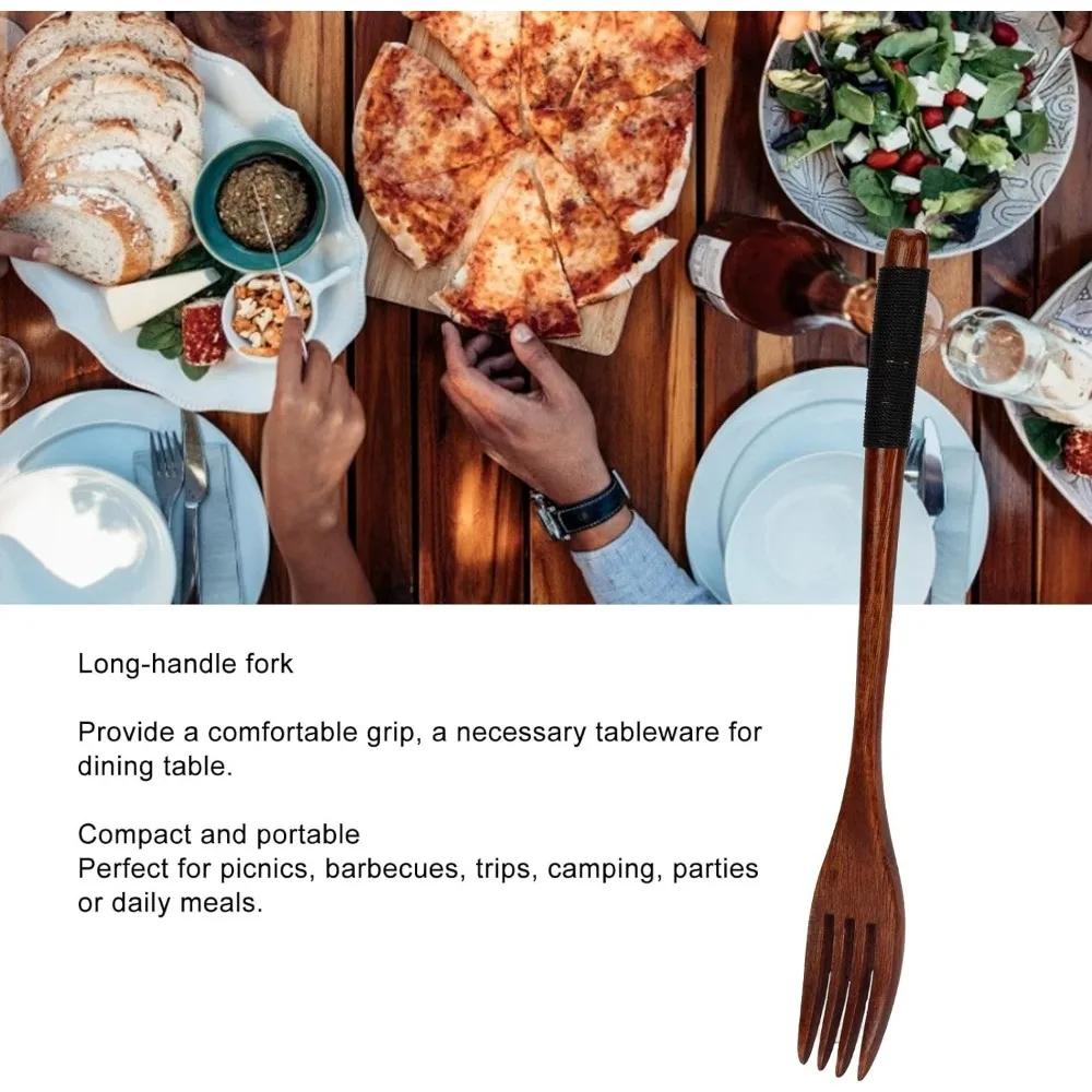 2025 Wooden Fork Bamboo Kitchen Cooking Utensil Tool Tableware Dessert Salad Fork Household Gift Japanese Dinner Flatware New