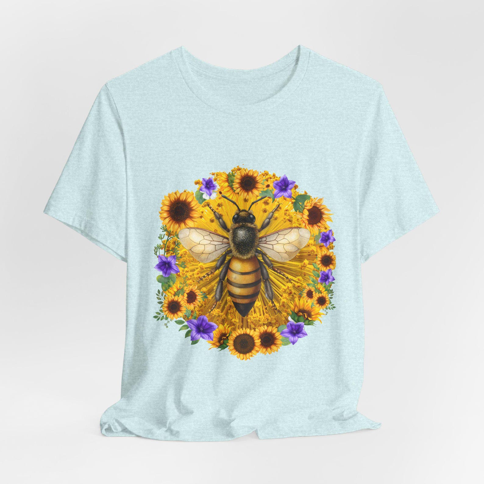 Summer Tee , Bee and Sunflower Wreath T-Shirt | Eco Tee Unisex 2XL