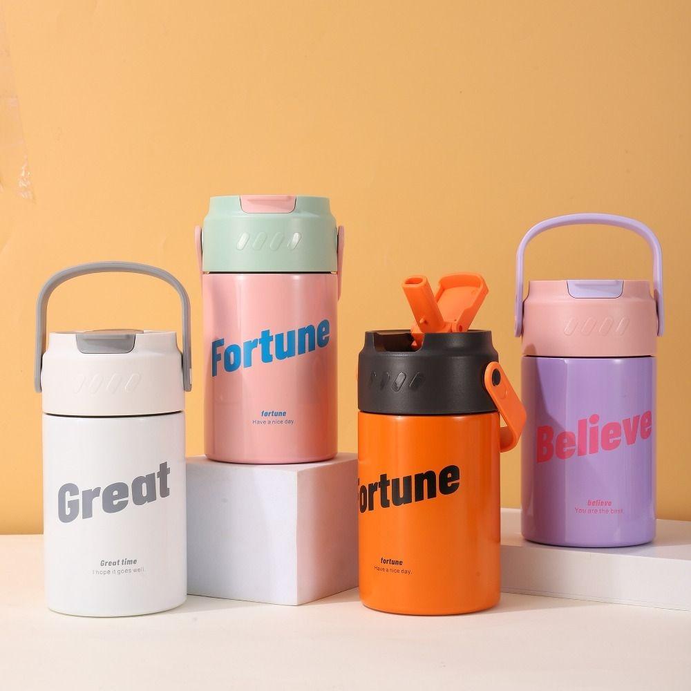 Detachable Tea Bin Vacuum Insulated Bottle Foldable Straw Insulated Coffee Mug  Female Students