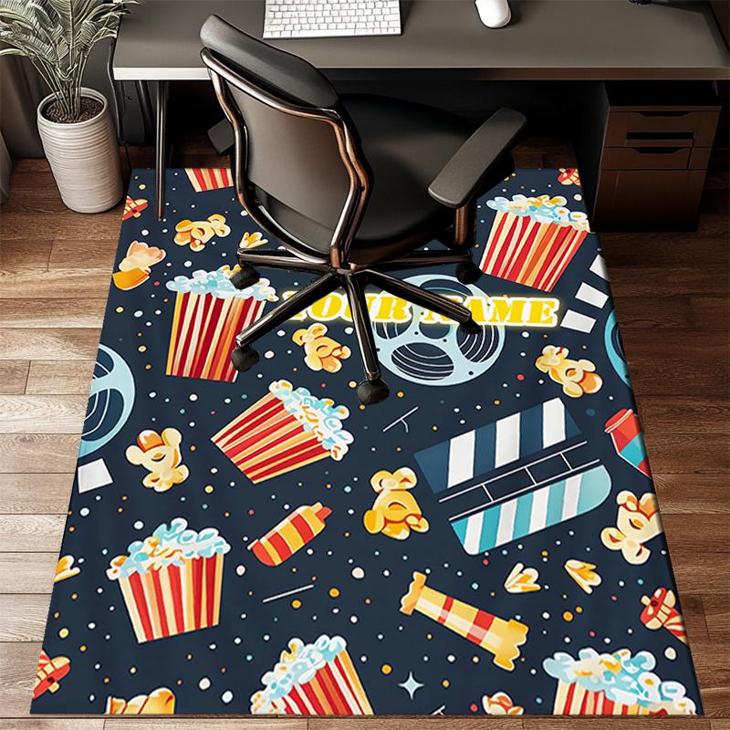 1PC Custom Name Movie Night Theme Floor Mat Ideal for Living Room, Game Rooms, Office, Bedroom Floor Mat Playful Design