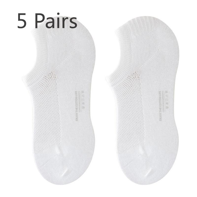 5 Pairs of Female Spring and Summer Thin Type Shallow Mouth 7A Antibacterial Invisible Cotton Socks 5 Pairs белый