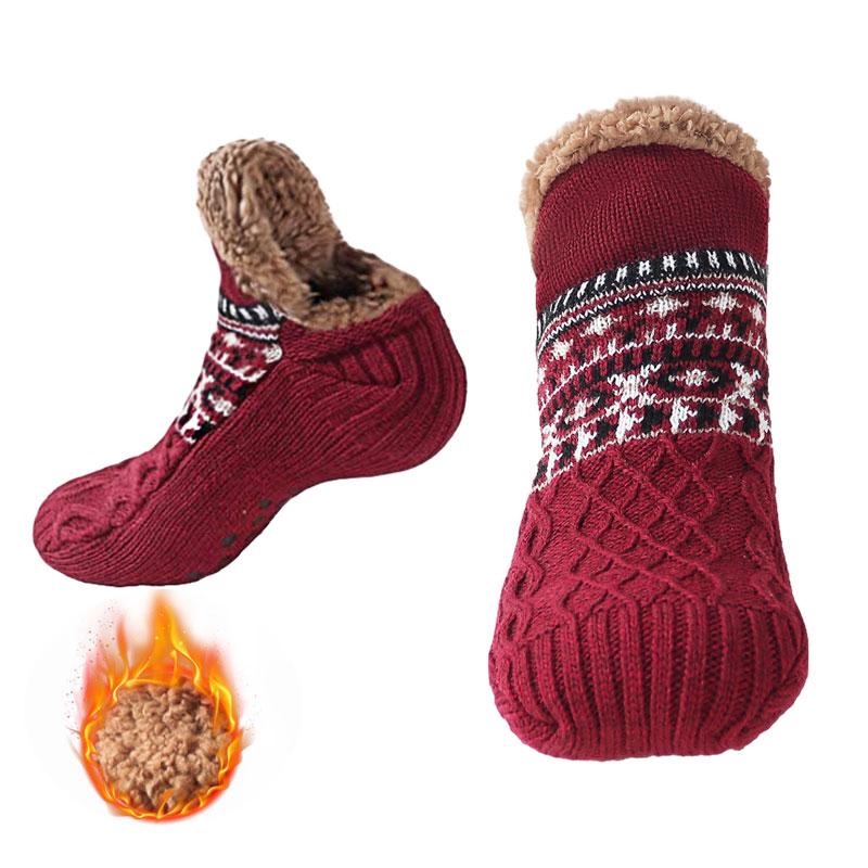 Indoor Winter Floor Socks Women Men Slippers Socks Home Bedroom Sleeping Socks Non-Slip Knitted Fleece Warm Carpet Couple Socks