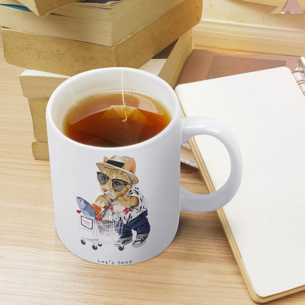 1 Förpackning 11oz Vit Keramisk Mugg Med Tydligt Dubbelsidigt Tryckt Konstverk Pålitlig Kaffekopp För Hemmakontor Presentanvändning