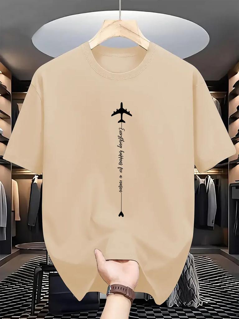 2026 Summer Bestselling Street Casual Fashion Comfortable Breathable Simple Aircraft Pattern Printed Unisexs Pure Cotton Tshirt