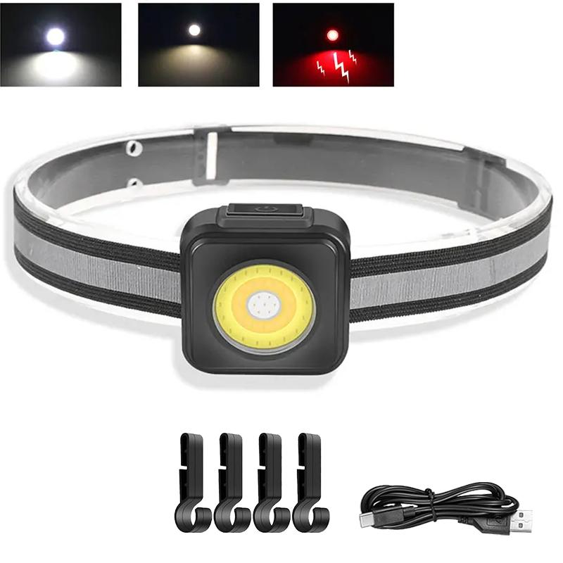 Mini Headlamp Portable COB Headlight 3 Light Modes Camping Head Flashlight Outdoor Emergency Lamp Night Working Fishing Lantern