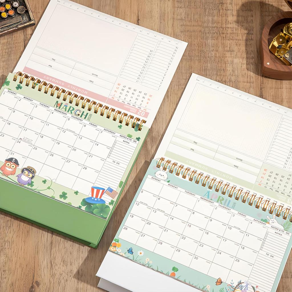 Small Desk Calendar 2025-2026, Standing Flip Monthly Calendar 7.5"x6.7" Stand Up Desktop Calendar Planner Organizer Scheduler Thick Paper Twin-Wire