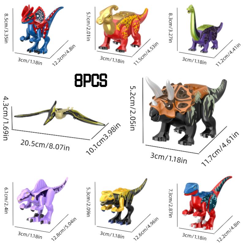 

8 шт. Фигурки динозавров Юрского периода Ти-рекс Строительные блоки Игрушка Подарок Украшение Ребенок