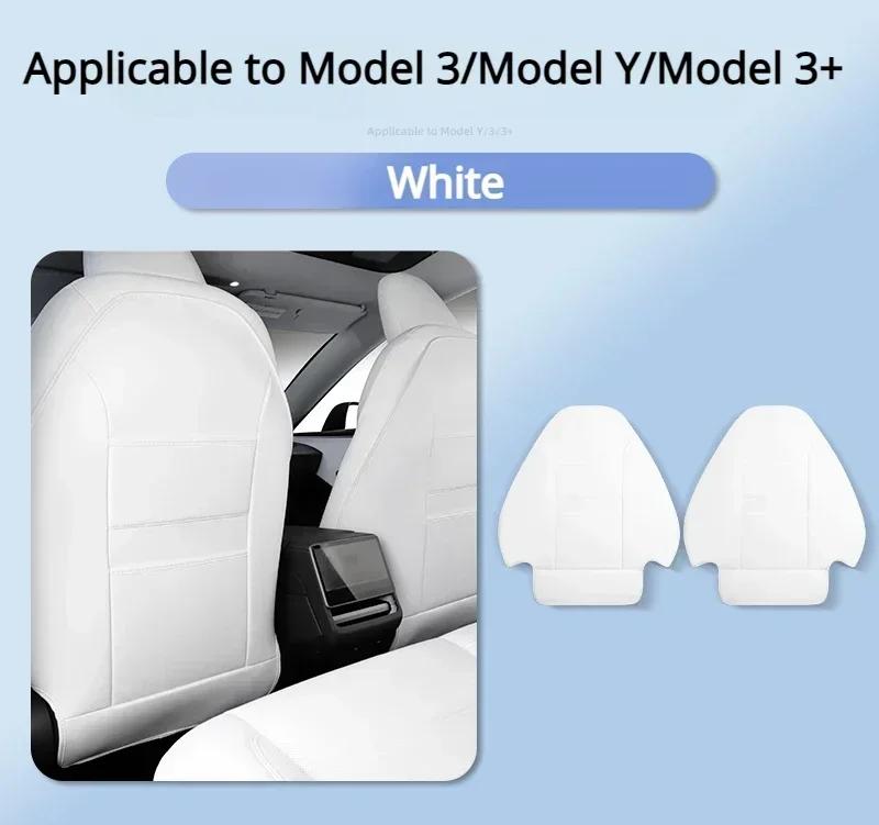 

Для Tesla Model 3/Y/3 Highland 2024 водонепроницаемые устойчивые к царапинам защитные накладки на спинку сиденья из искусственной кожи коврики для заднего сиденья карман-органайзер белый