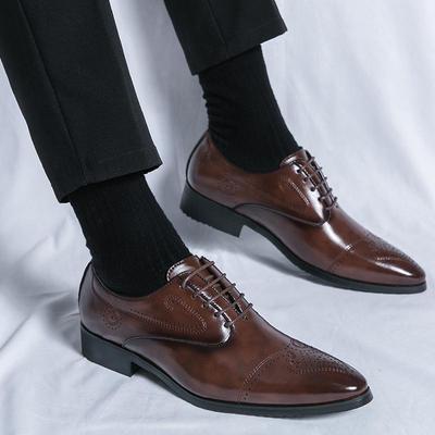 Men's Large Leather Business Formal Shoes, Size 38-48, Pointed Toe Wedding Groom Shoes