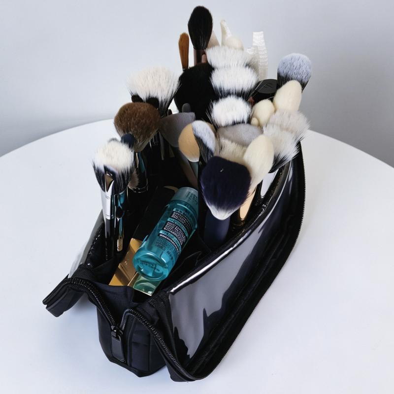 Makeup Brushes Storage Pouch Foldable Stand-up with Adjustable Dividers Durable Portable Organizer for Makeup Artists Travel