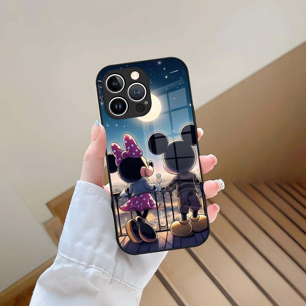 Mickey Mouse Phone Case Tempered Glass For iPhone 13 15 14 12 11 Pro Max Plus Mini X XR XS 8 7 6s SE2020 Coque