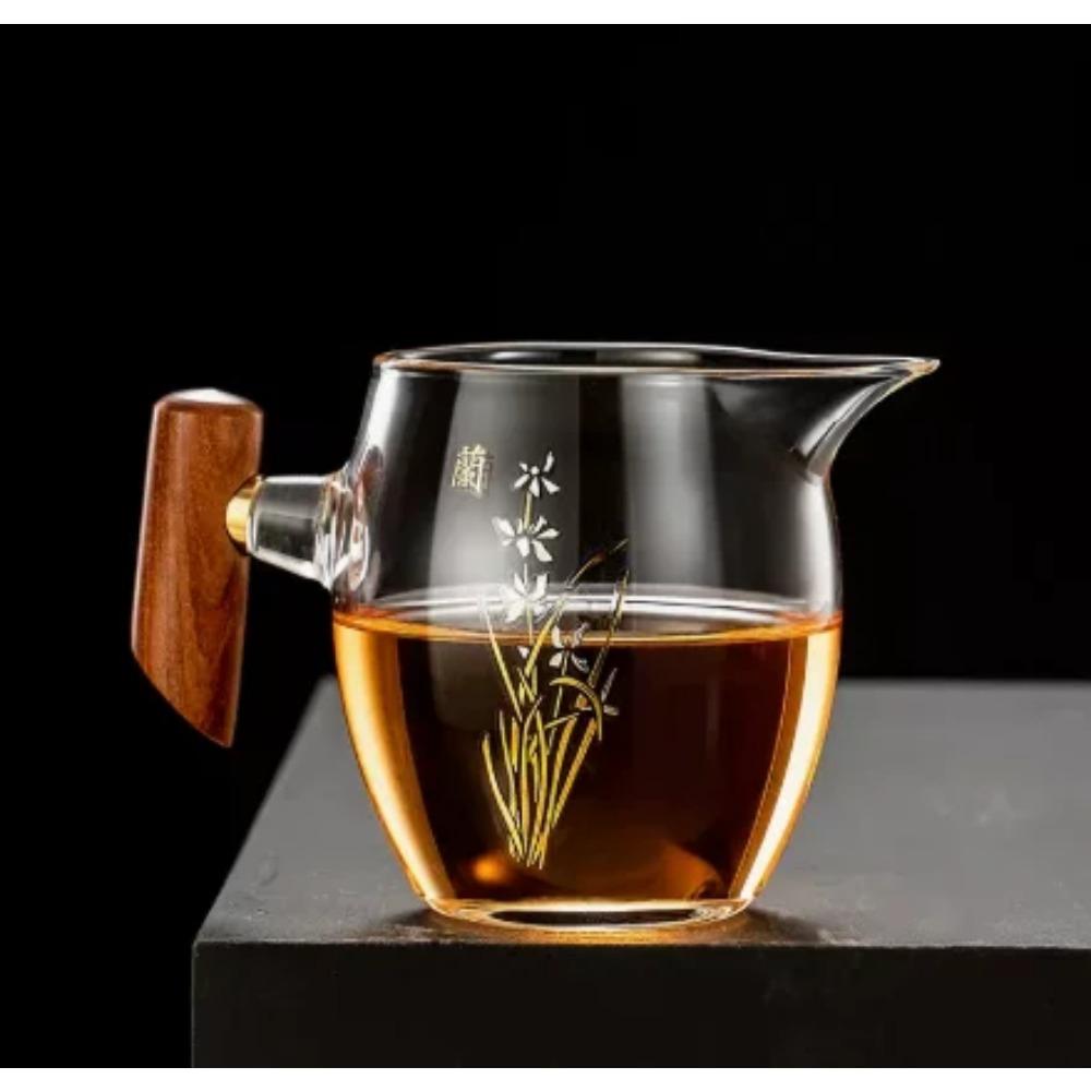 Thickening Glass Teapot Wooden Handle Kettle Justice Cup Kung Fu Tea Set Tea Distributor Teacup Teakettle Water Bottle Teaware