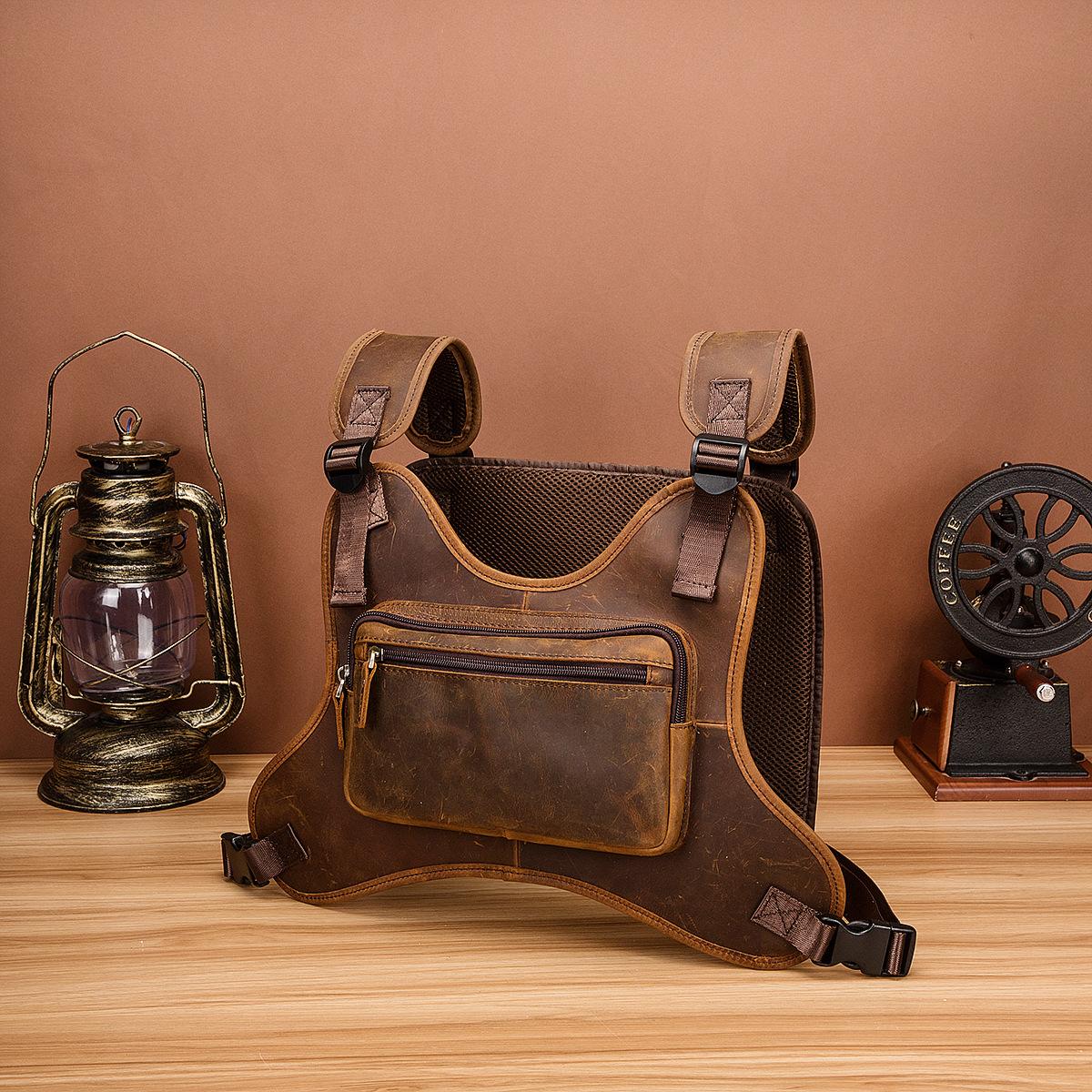 Кожаная винтажная уличная сумка Crazy Horse — фото 8