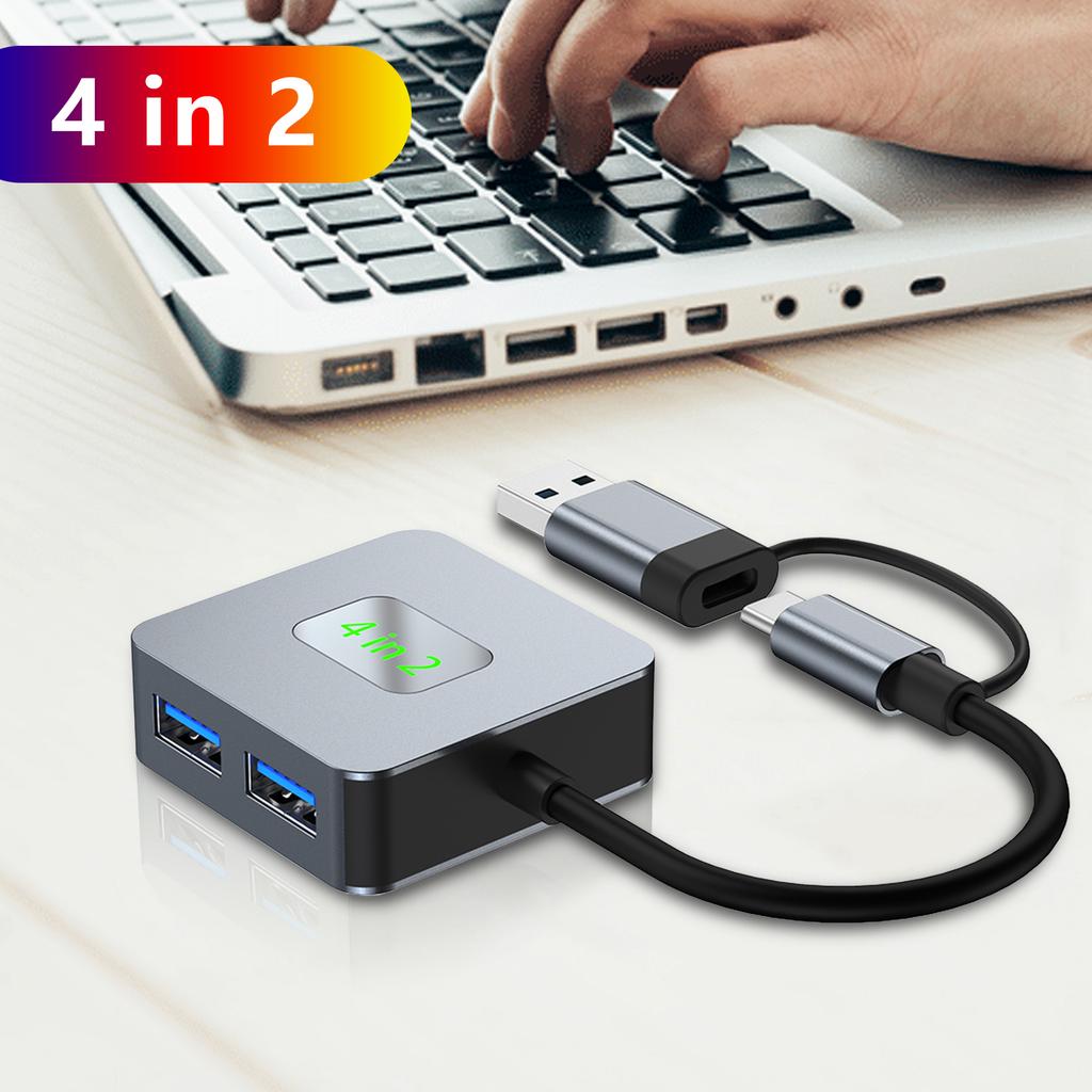 4 In 2 Type-C + USB To USB3.2*4 Interface Hub Adapter Dock for MacBook iPad Pro