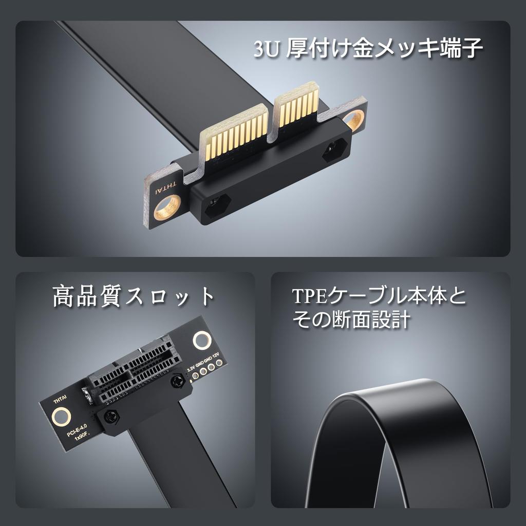 SinLoon PCIe 4.0 x1 Right-Angle Riser Cable / PCI-E 1x Male-to-Female Extension Cable (5 cm)
