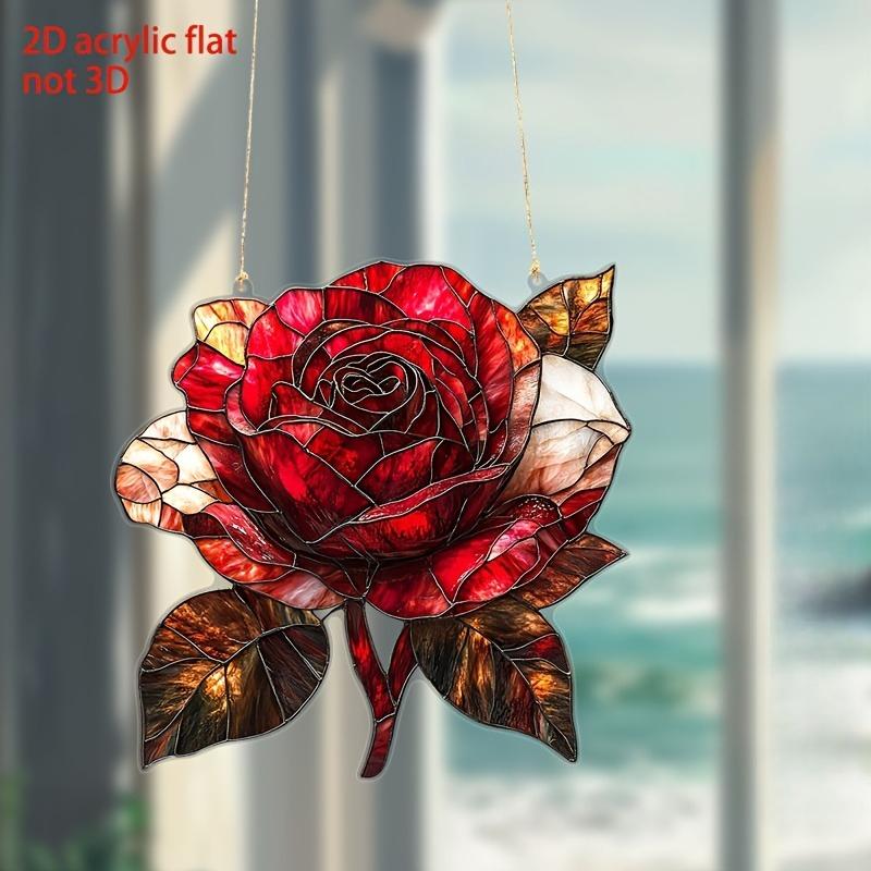 

2D Flat Romantic Red Rose Acrylic Decoration Sign, Anniversary Gift, Suitable for Wall Decoration, Porch, Room, Villa, Accents Home, Hallway, or Workp 15*15cm
