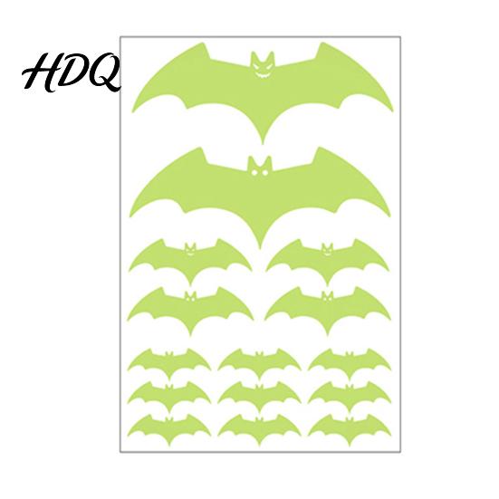 Glow Stickers Halloween Glow-in-the-Dark Bat Wall Stickers Luminous Cartoon Flying Bats Decals for Ceiling Door Window Decor Self-Adhesive Reusable