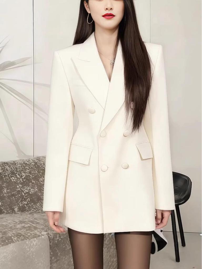 2026 Autumn Socialite Black Double-Breasted Suit Jacket: High-End Casual for Spring/Autumn