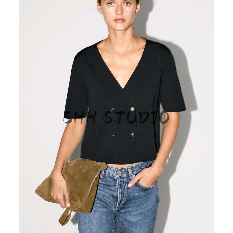 MD Spring/Summer New Arrival Women's French Style Classic Style Elegant Commute Style V Neck Short Sleeve Knitting Cardigan 5656573