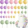 20Pcs Cake Topper Gold Silver Ball Happy Birthday Cake Topper Decoration DIY Cupcake Flag Ornament Wedding Christmas Ball Decor