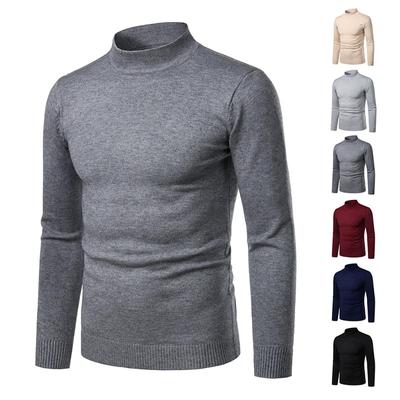 Men's Autumn Winter Turtleneck Long Sleeve Slim Pullover Sweater Blouse Top