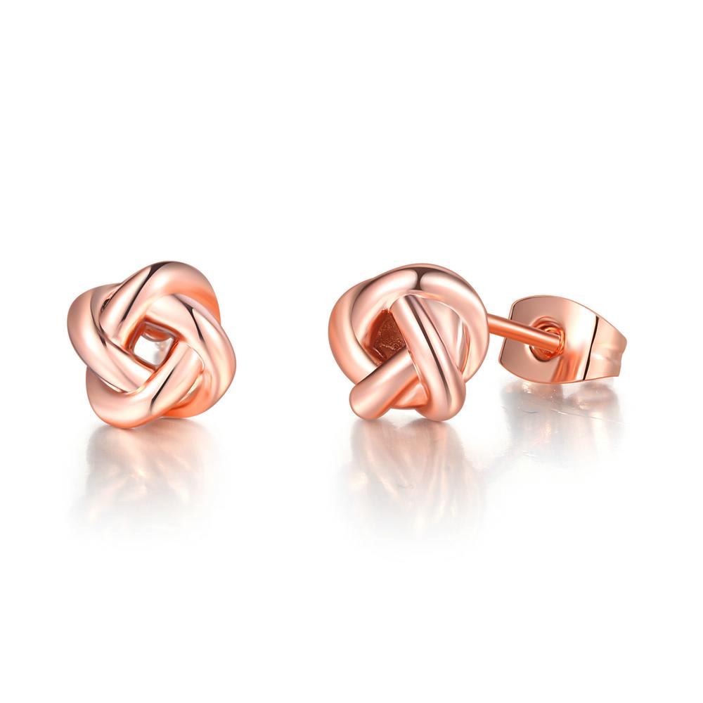 Cute Love Twist Stud Earrings Rose Gold Silver Jewelry For Women Gift Knot Post Earring HotSale E103