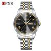 Retro Roman Numeral Double Calendar Quartz Couple Watch with Solid Steel Band, Waterproof Design for Men and Women.