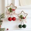 15.5x9.5cm Hollow-out Five-pointed Star Cute Door Hanging Xmas Atmosphere Pine Berry Design Home Decor Multi-Color