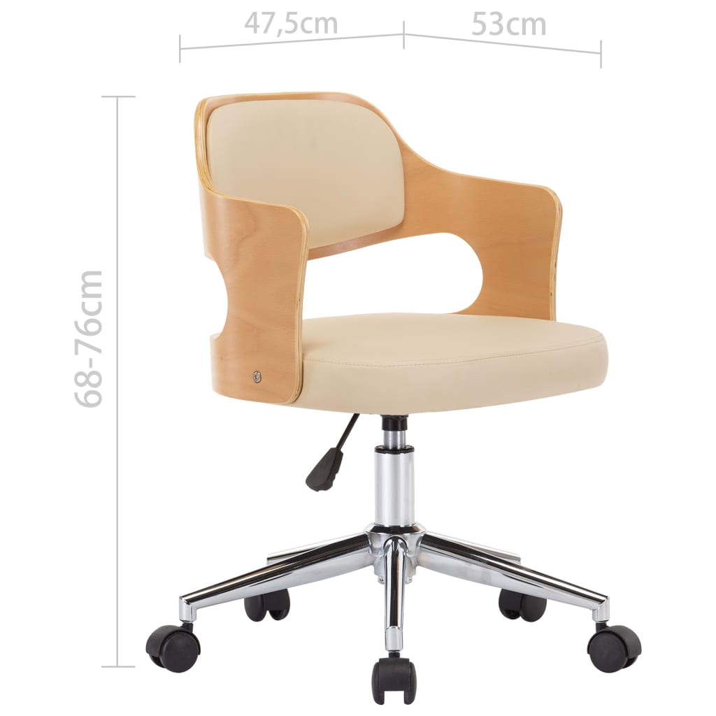 Dining Chair Swivel Cream Bentwood Frame and Faux Leather
