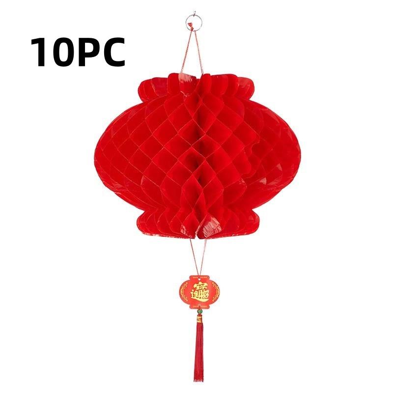 10Pcs Red Festival Plastic Paper Lantern Wedding New House Small Paper Lantern Beautiful Hanging Ornament Supplies Other
