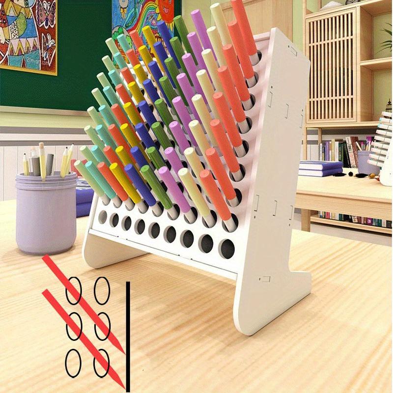 45/81hole 1pc Large Capacity Marker Pen Oblique Plug Good Quality Storage Rack,multi-function Storage Color Pen Awesome Base Rack.