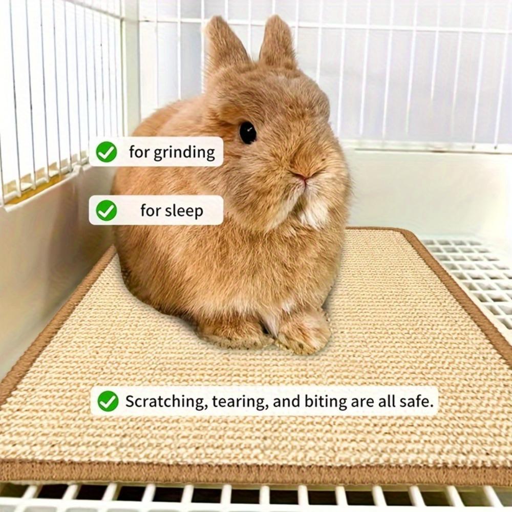 Kaninchen Knabber- & Kratzmatte - Rutschfeste Matte aus Naturfaser | Käfigeinstreu & Zahnpflege | Schlaf- & Spielplatz für Kleintiere