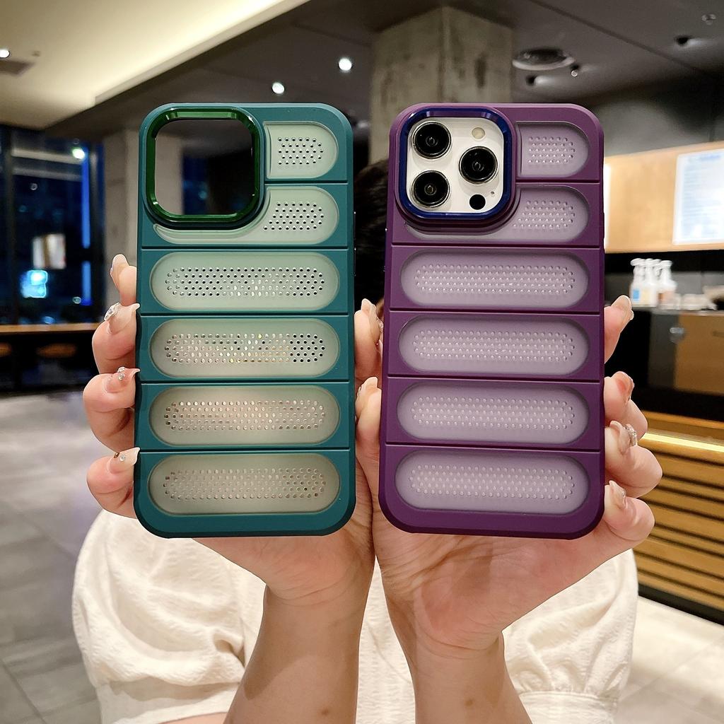 Applicable To IPhone16proMax Frosted Breathable Heat Dissipation Hole Mobile Phone Case Apple 15 Anti-fall Mesh Shell 14 Protective Cover