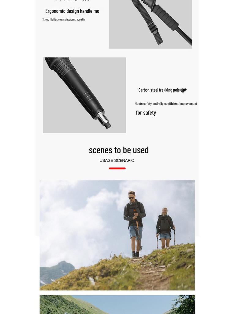 Unisex 2-Pack Aluminum Trekking Poles with Accessories, 3-Section External Lock, Portable Hiking Sticks