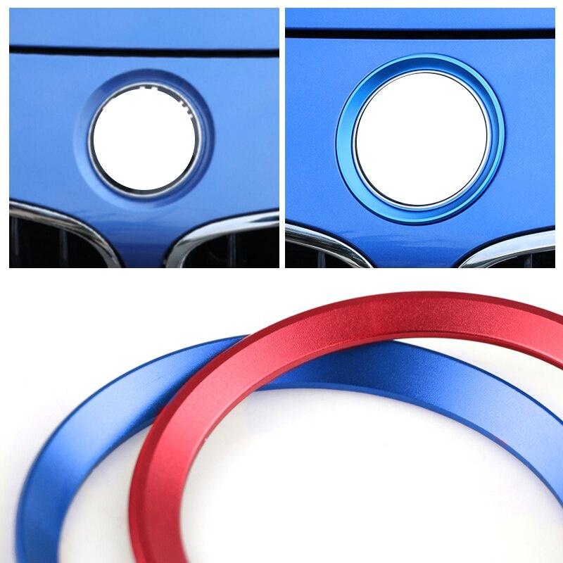 2pcs/set Chrome Aluminum Car Exterior Logo Ring Front Hood Trunk Lid Badge Circle Decoration Emblem For B+M+W 3 4 Series M3 M4 E36 E46 E90