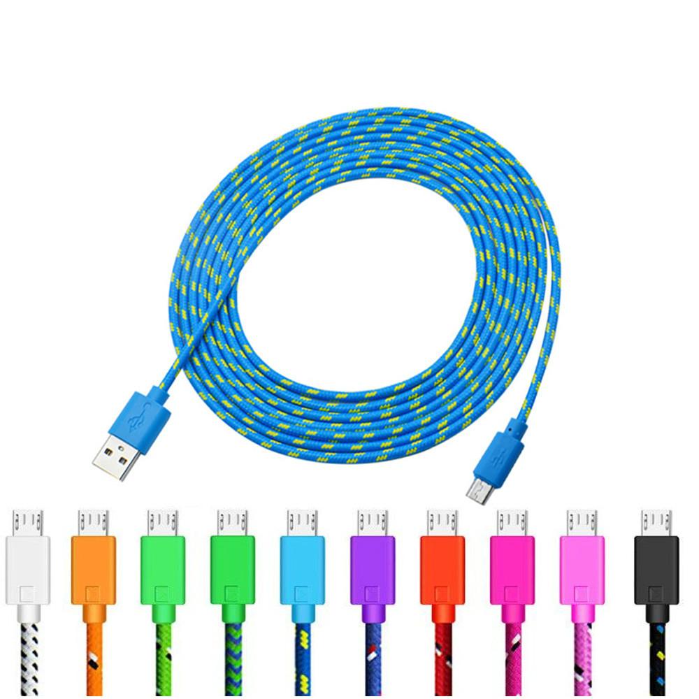1m/3m Braided Micro USB Cable Color Data Cable for Android, IOS, Mobile Phone Cable Speaker Cable Electronic Product Data Cable 1m