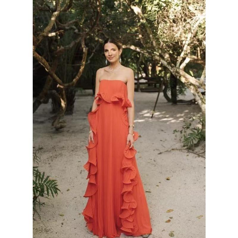 Women's Summer New Pleated Chest-wrapped Swinging Dress