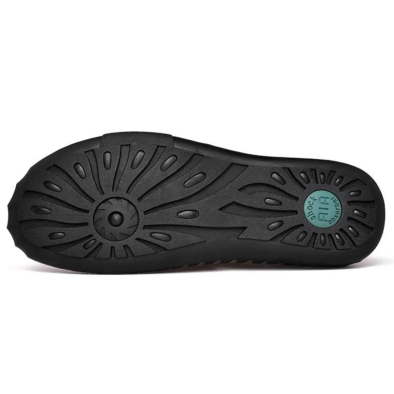 Summer Men's Hollow Leather Beach Sandals Closed Toe Slippers For Men Flip Flops Outdoor Casual Beach Shoe Wide Big Size