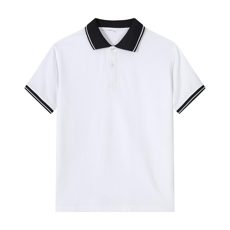 Blue Cotton Short-Sleeve Polo for Students