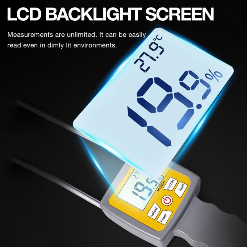 Handheld Agricultural Moisture Tester Features LCD Screen Digital Moisture Analyzers Easy To Use for Hays Straw Pasture