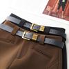 Women's 2024 High-Waist Khaki Wide-Leg Pants & A-line Shorts Set for Autumn/Winter