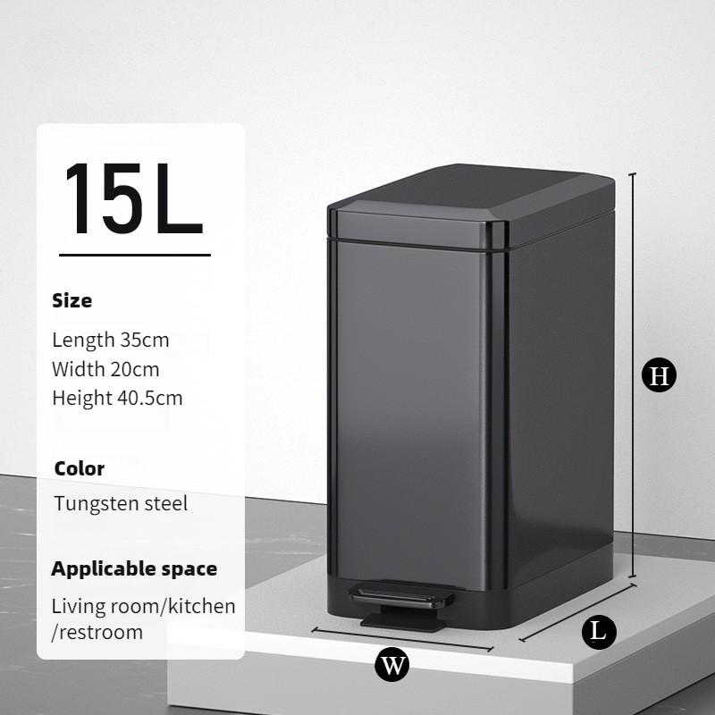 Household Stainless Steel Garbage Can Foot Operated Bathroom Waste Bin Kitchen Living Room Garbage Storage Bucket