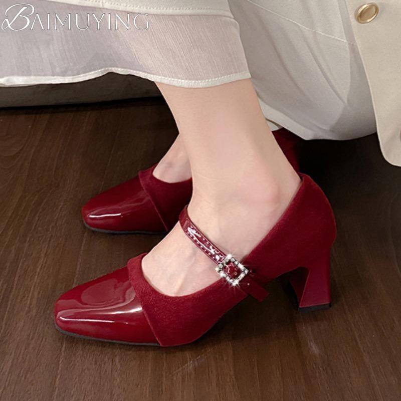 Fashion Leopard High Heels Marie Janes Shoes Woman Square Toe Sandals 2025 Trend Summer Dress Shallow Pumps Elegant Plus Size Zapatos
