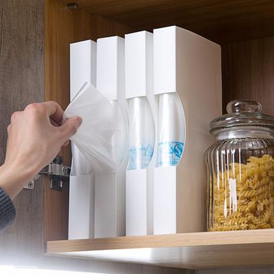 Bolsa de basura para almacenamiento, armario de plástico a prueba de polvo montado en la pared, dispensador de bolsas de plástico para comestibles para cocina
