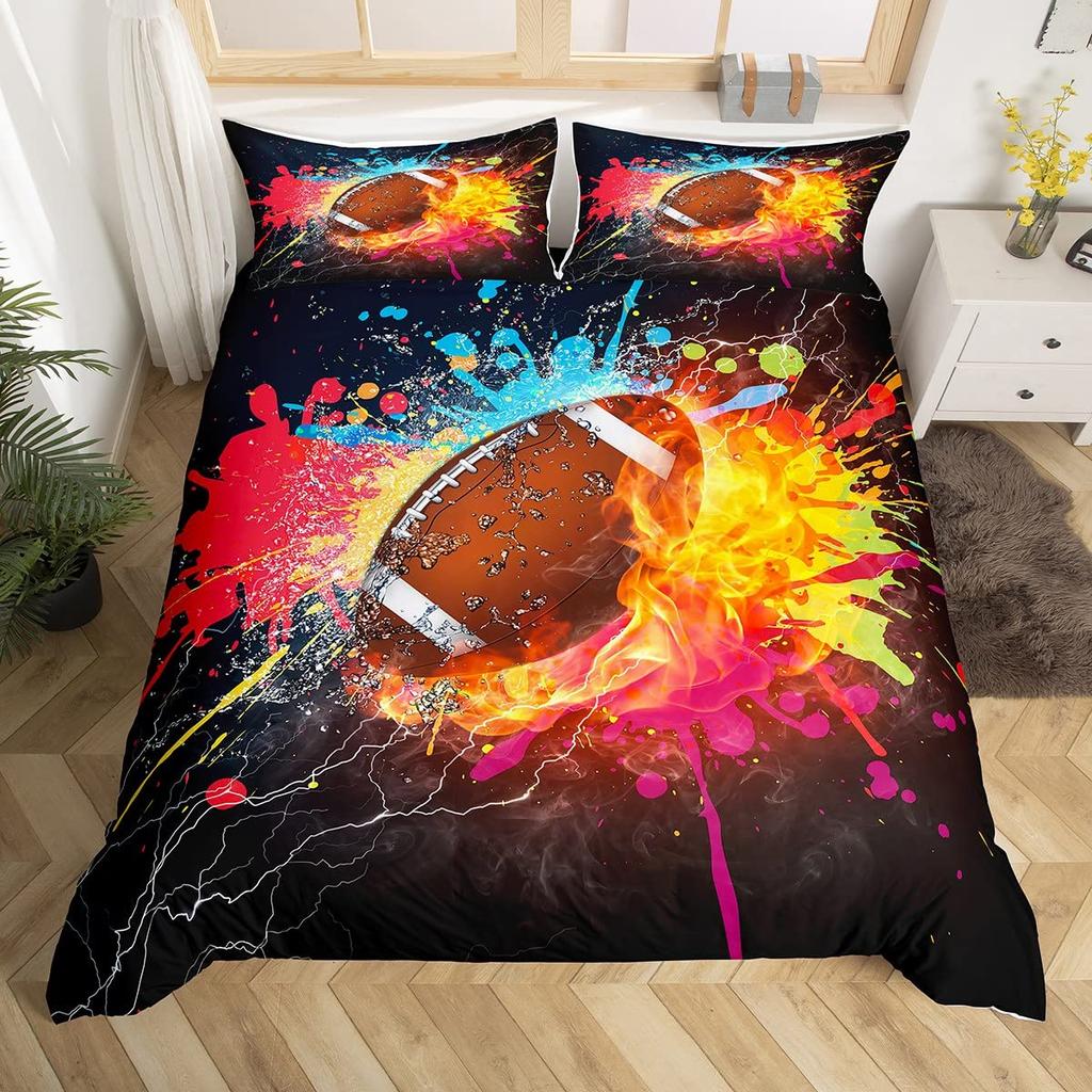 Kids Volleyball King Queen Duvet Cover Teens Ball Sports Bedding Collection Grunge Hippie Tie Dye Comforter Cover Polyester Quilt Cover