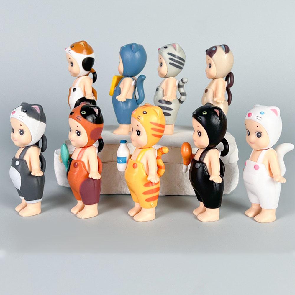 9pcs/set Cat Angel Life Action Figures Toys Ornaments Dolls for Fans Birthday Christmas Gifts