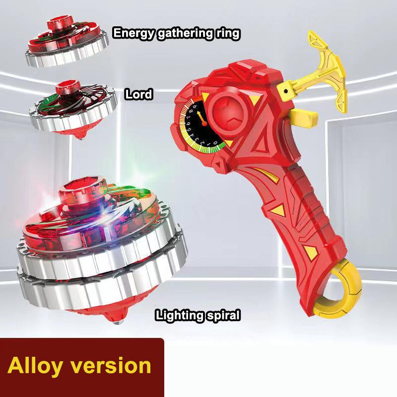 1 Set Magic Glitter Spinning Top Kids Xmas Birthday Gift Luminous Combat Gyroscope Alloy Combination Light Drawstring Gyro